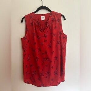 Cabi #5222 small red fierce fliral sleeveless top